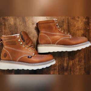 SUREWAY 6” Waterproof Wedge Moc Toe Work Boots Men Size 6 Leather Brown NWOT